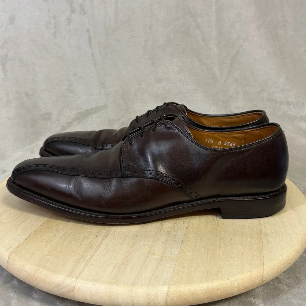 Allen Edmonds Wendell Mens 11.5 B Brown Leather Split Toe Derby Dress Shoes 5768